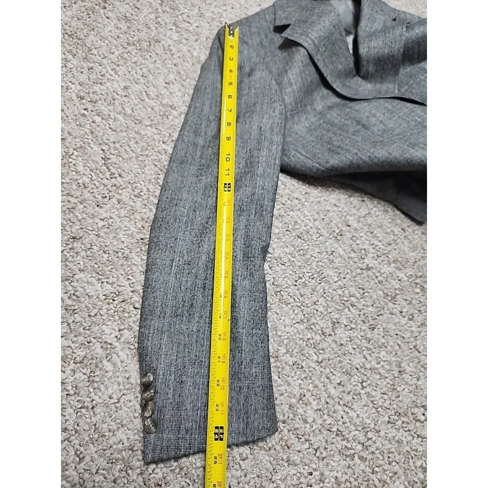 Vtg CHAPS By Ralph Lauren Wool Gray Blue Blazer Jacket 44R USA‎ Windowpane